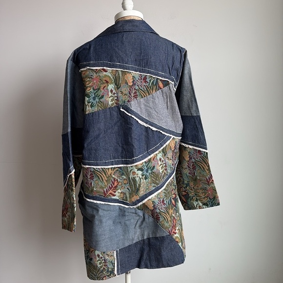 Parsley & Sage Patchwork Denim Jacket – Embroidered Floral Art to Wear XL - Picture 9 of 12